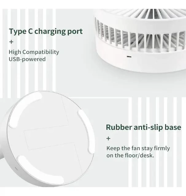 VENTILADOR PLEGABLE PORTATIL USB RECARGABLE 3 VELOCIDADES - 5