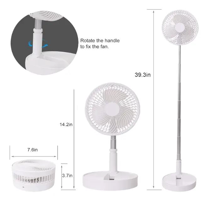 VENTILADOR PLEGABLE PORTATIL USB RECARGABLE 3 VELOCIDADES - 6
