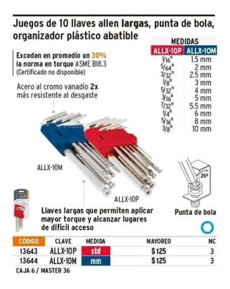 SET DE 7 LLAVES ALLEN MILIME TRICAS CON PUNTA DE BOLA - 2