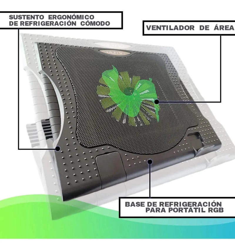 BASE DE ENFRIAMIENTO PARA LAPTOP DE 10 A 17 PULGADAS CON VENTILADOR - 3