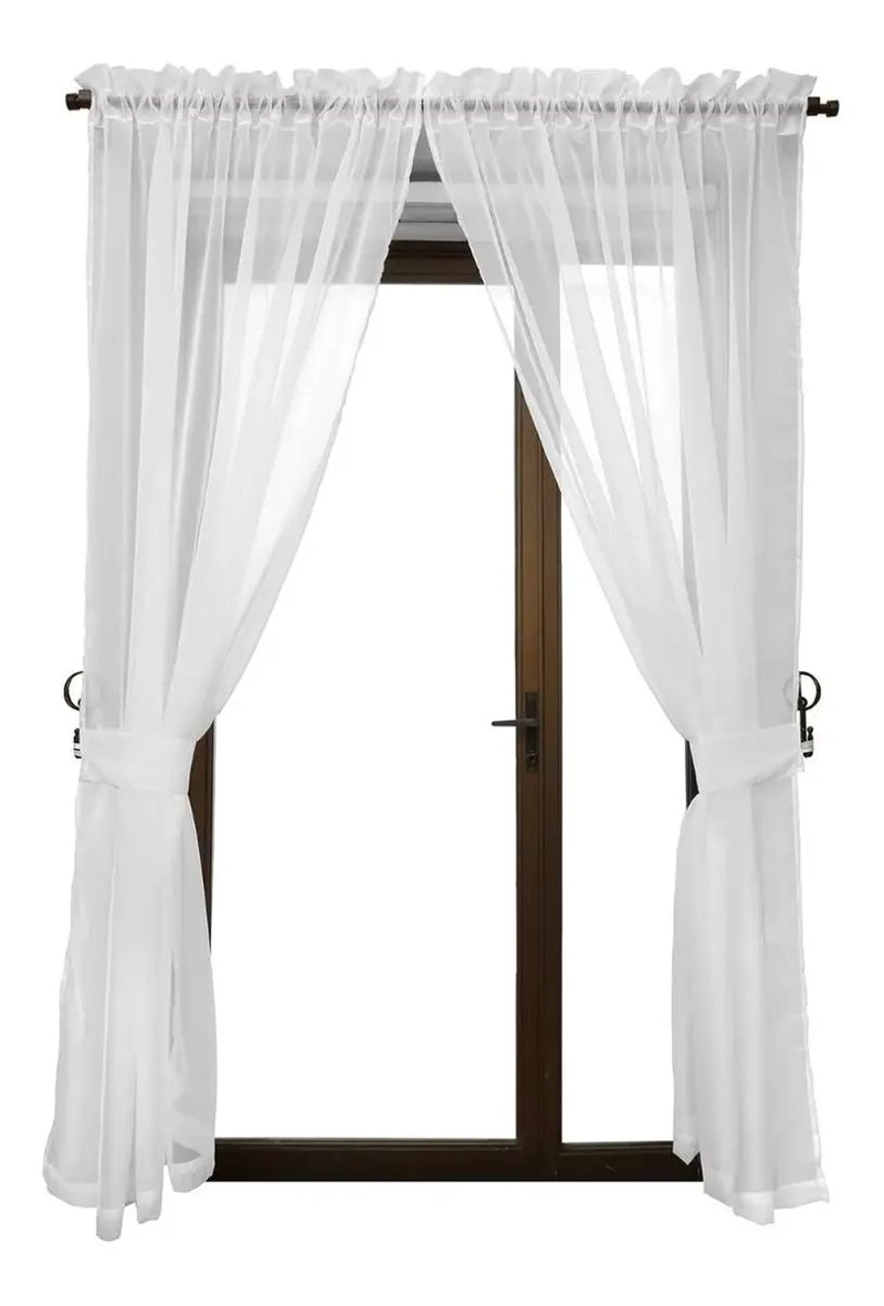 SET DE CORTINAS DE VELO LISO CON CINTA PANAL DE 4 PIEZAS - 3
