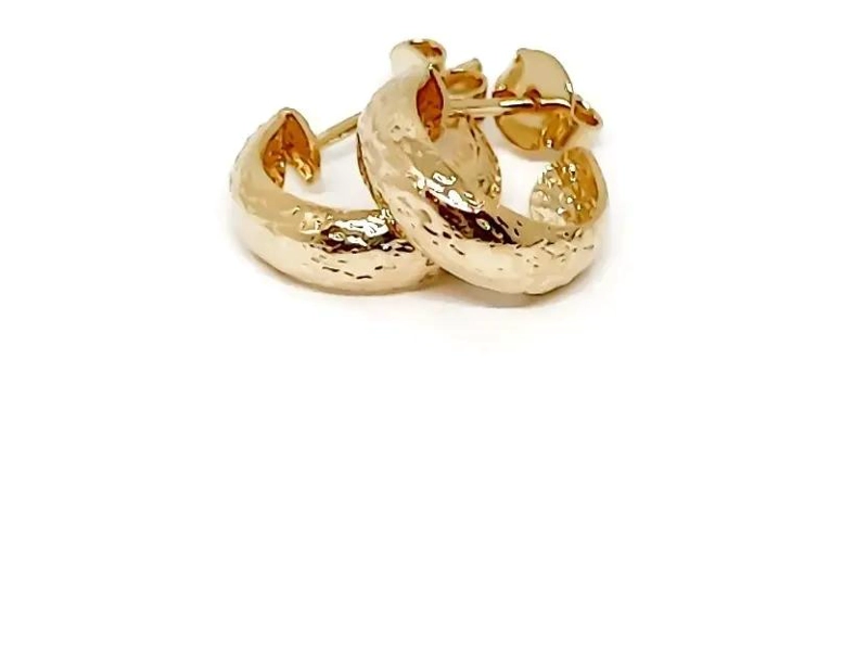 AROS ARGOLLAS MARTILLADA ENCHAPADA EN ORO 18K 12MM - 1