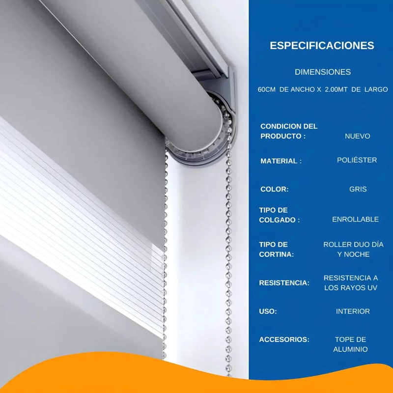 CORTINAS ROLLER DUO ZEBRA DOBLE CAIDA 1.80 X 2.0 METROS - 8