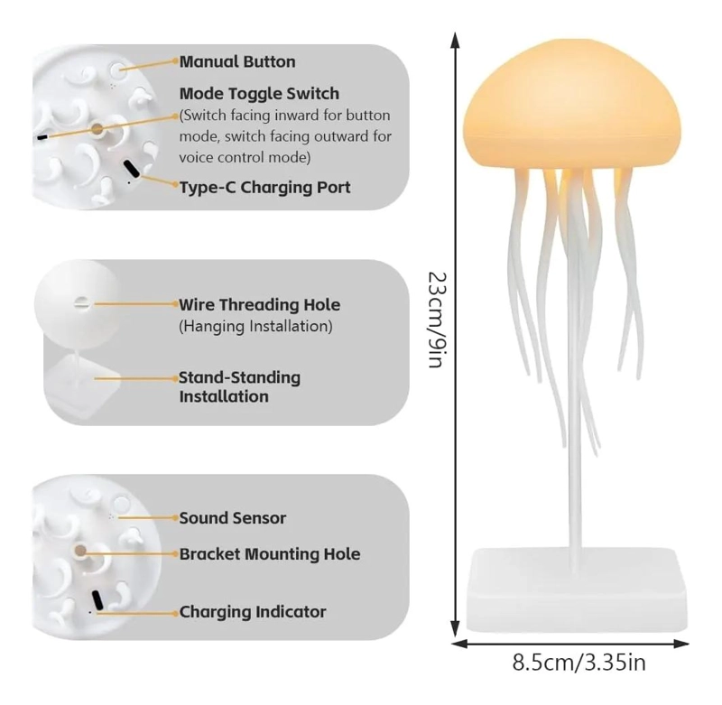 LAMPARA LED MEDUSA RGB CON MOVIMIENTO FLOTANTE PARA DECORACION - 2