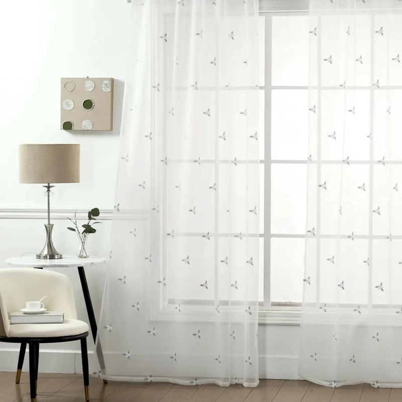 VISILLO BORDADO FLORAL TRANSLUCIDO 140X230 CM PARA VENTANAS - 3