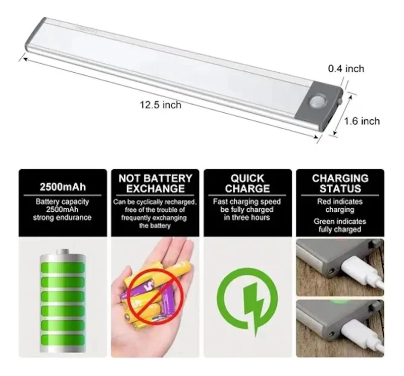 LAMPARA LED RECARGABLE CON SENSOR DE MOVIMIENTO Y 3 TEMPERATURAS - 2
