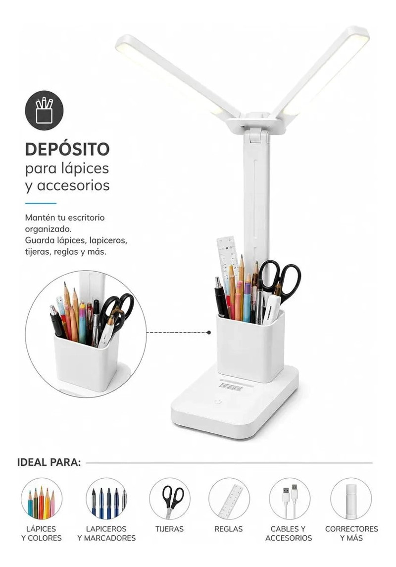 LAMPARA DE ESCRITORIO TACTIL RECARGABLE USB TIPO C - 10