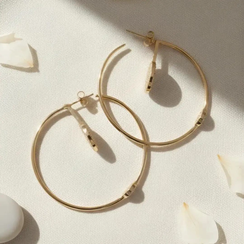 AROS ENCHAPADOS EN ORO CON CIRCONIO DETALLE ELEGANTE - 4
