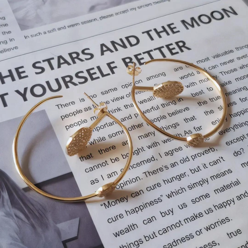 AROS ENCHAPADOS EN ORO CON CIRCONIO DETALLE ELEGANTE - 6