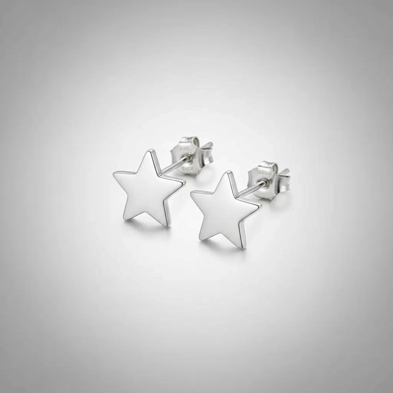 ZARCILLOS MINIMALISTAS ESTRELLA EN PLATA 925 HIPOALERGE NICOS - 3