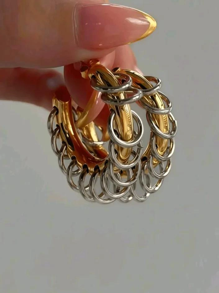 AROS MAXI ARGOLLAS DE ACERO LAMINADO EN ORO 18K - 4