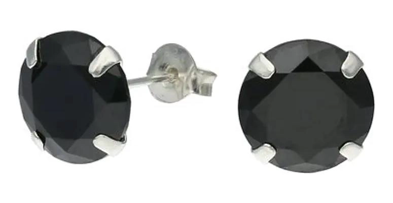 AROS DE PLATA 925 CON PUNTOS DE LUZ NEGROS DE 10 MM - 1