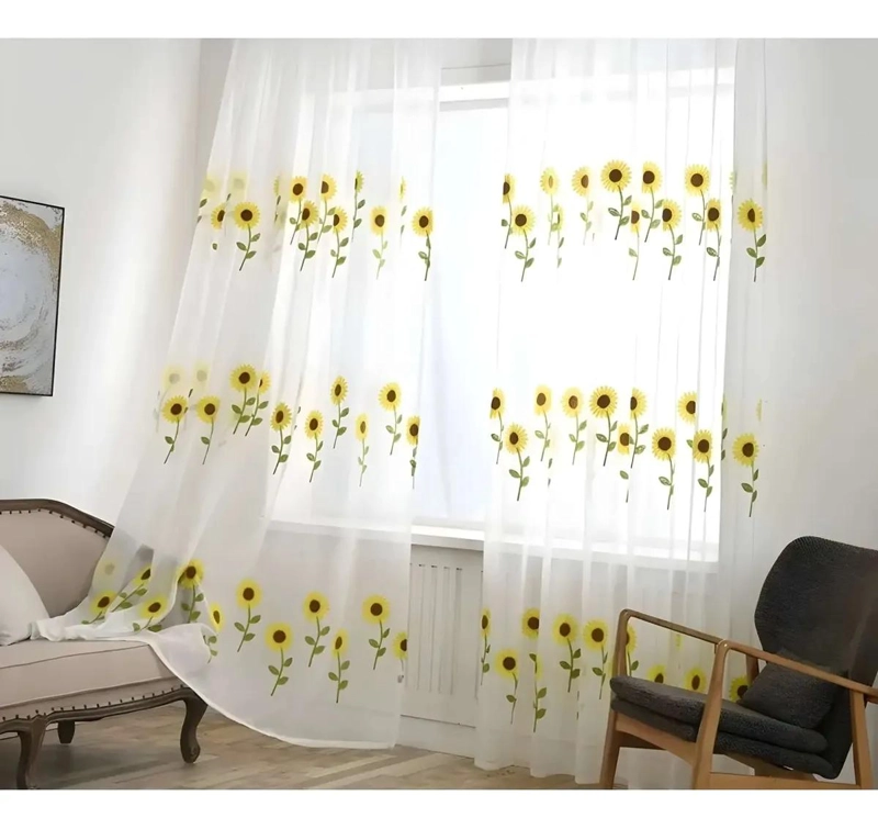CORTINAS SEMITRANSPARENTES CON BORDADO ELEGANTE - 2