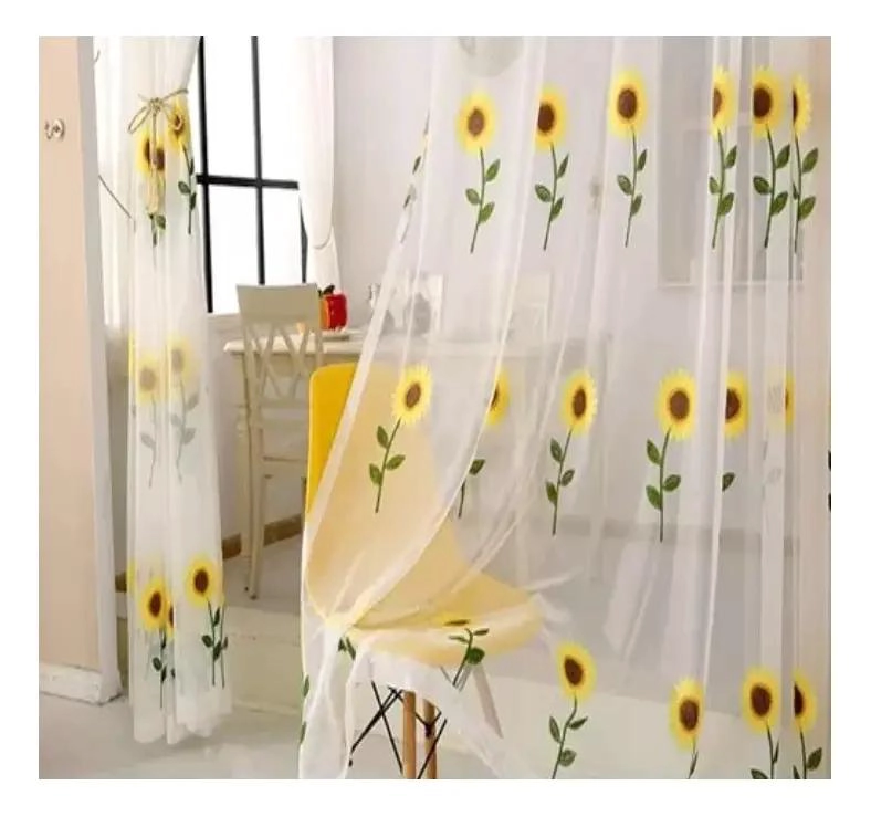 SET DE 2 PAÑOS VISILLOS BORDADOS CON ARGOLLA METALICA 140X230 CM - 1