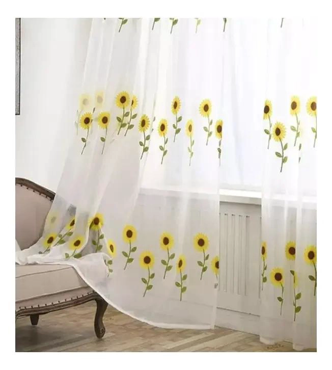 SET DE 2 PAÑOS VISILLOS BORDADOS CON ARGOLLA METALICA 140X230 CM - 2
