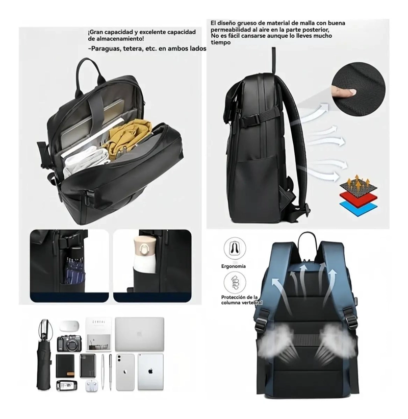MOCHILA DE VIAJE IMPERMEABLE Y GRAN CAPACIDAD PARA NEGOCIOS - 5