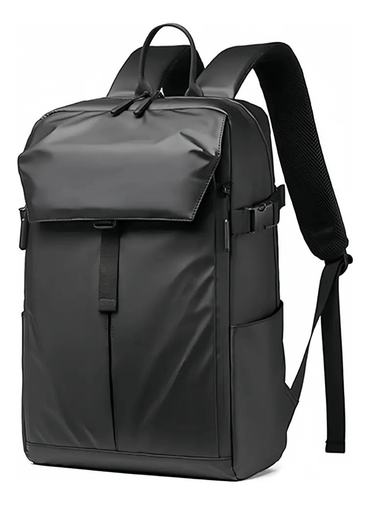 MOCHILA NEGRA IMPERMEABLE EXPANDIBLE PARA VIAJES Y DEPORTES - 1