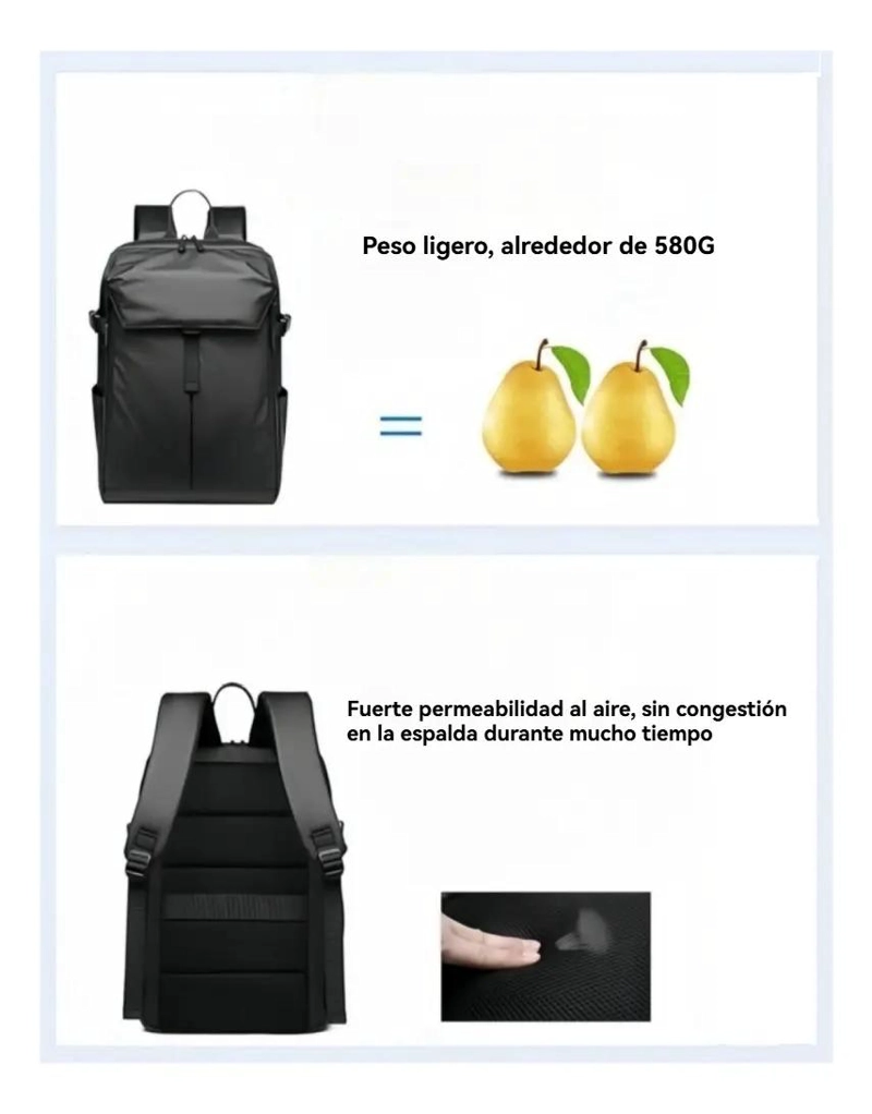 MOCHILA NEGRA IMPERMEABLE EXPANDIBLE PARA VIAJES Y DEPORTES - 5