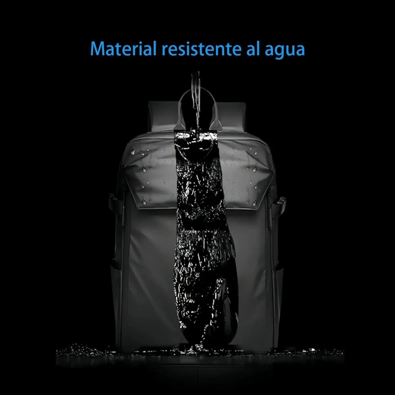 MOCHILA NEGRA IMPERMEABLE EXPANDIBLE PARA VIAJES Y DEPORTES - 6