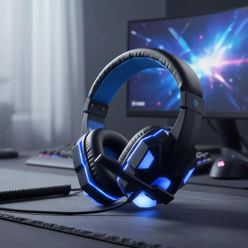 AUDIFONOS GAMER CON MICROFONO ILUMINACION LED DISEÑO COMODO - 5