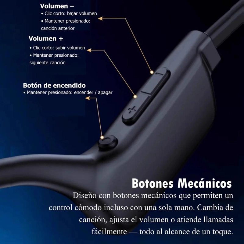AUDIFONOS INALAMBRICOS DE CONDUCCION OSEA CON BLUETOOTH 5.4 Y MICROFONO DUAL - 7