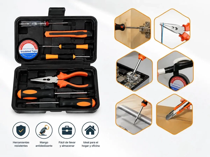 KIT DE HERRAMIENTAS MANUALES 9 PIEZAS PARA EL HOGAR - 3