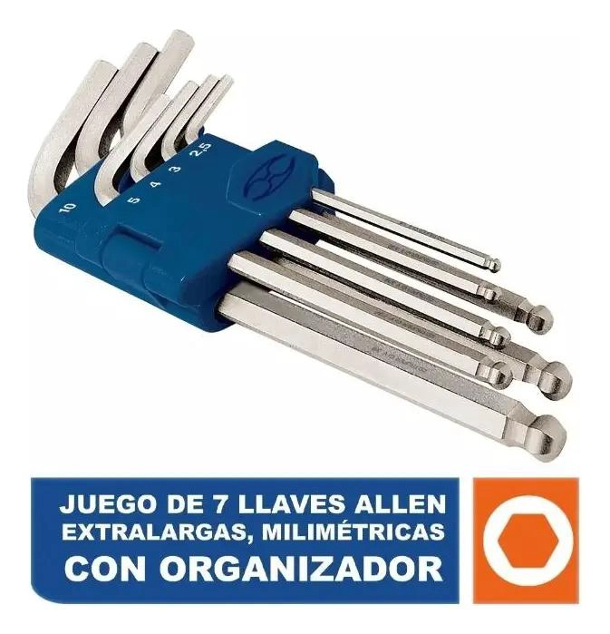 JUEGO DE 7 LLAVES ALLEN EXTRALARGAS CON ORGANIZADOR - 2