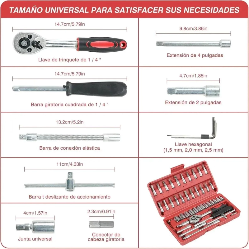 JUEGO DE HERRAMIENTAS MANUALES DE 53 PIEZAS CON ESTUCHE - 3
