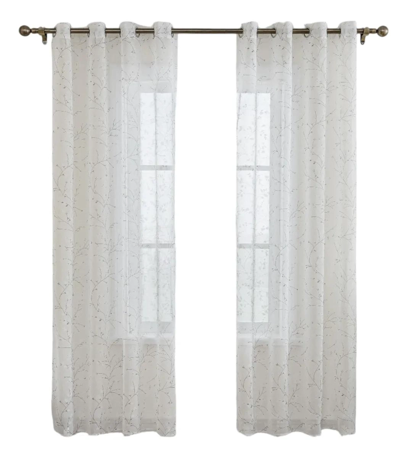 VISILLO DE LINO ESTAMPADO EN COLOR BLANCO CON DISEÑO FLORAL - 1