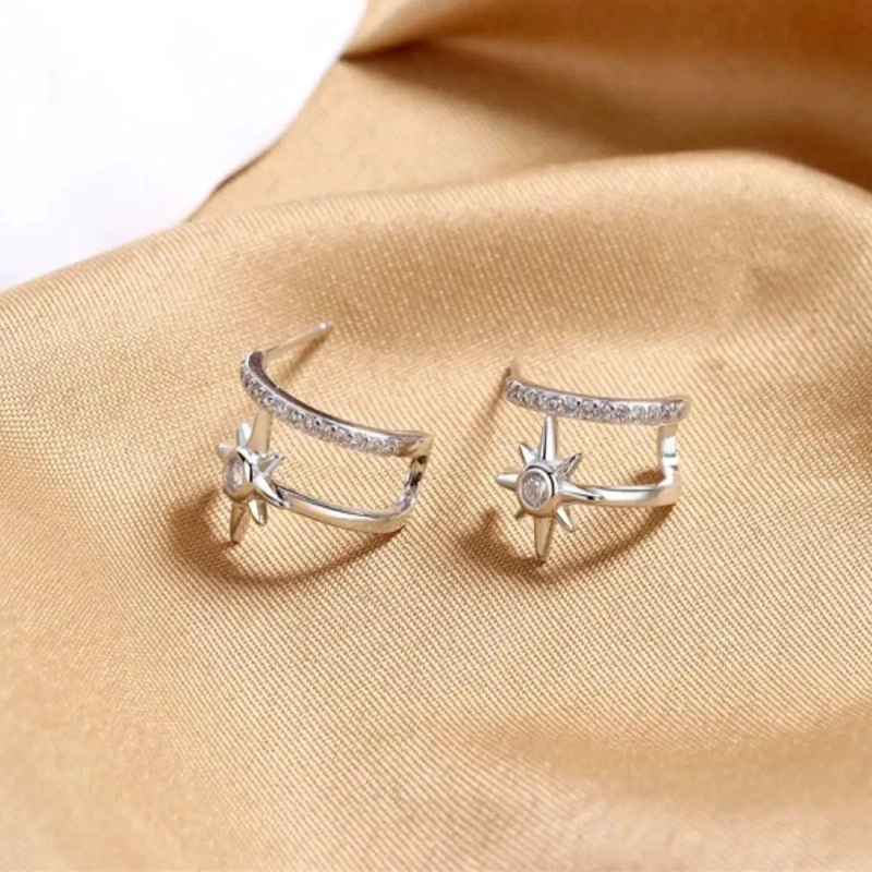 AROS DE PLATA 925 CON ZIRCONIA CUBICA PARA MUJER - 6