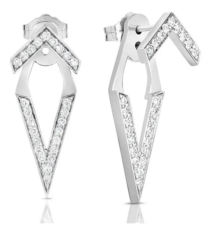 AROS DE PLATA 925 CON ACABADO EN ORO BLANCO TIPO JACKET - 1