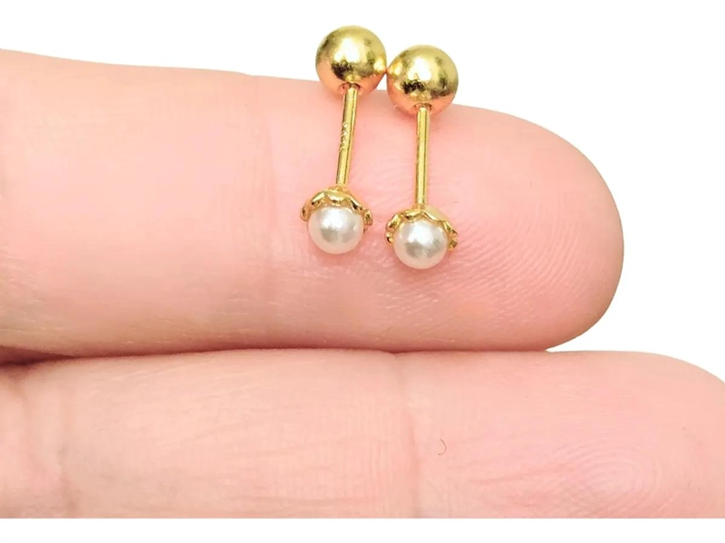 AROS DE PLATA 925 CON ENCHAPE DE ORO PARA BEBE  4 MM - 1