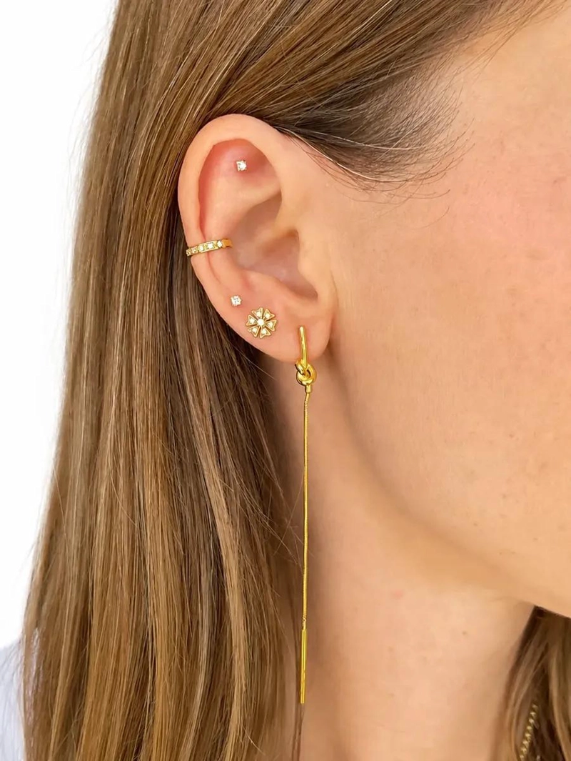 AROS LARGOS COLGANTES DE PLATA 925 Y ORO 18K - 2