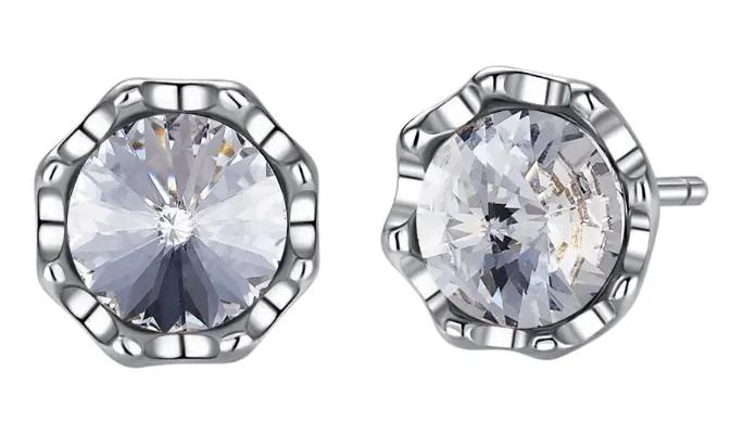 AROS DE CRISTALES BLANCOS BAÑADOS EN ORO BLANCO - 1