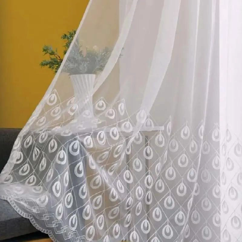 VISILLOS BLANCOS DE LINO CON BORDADO PARA VENTANAS - 2