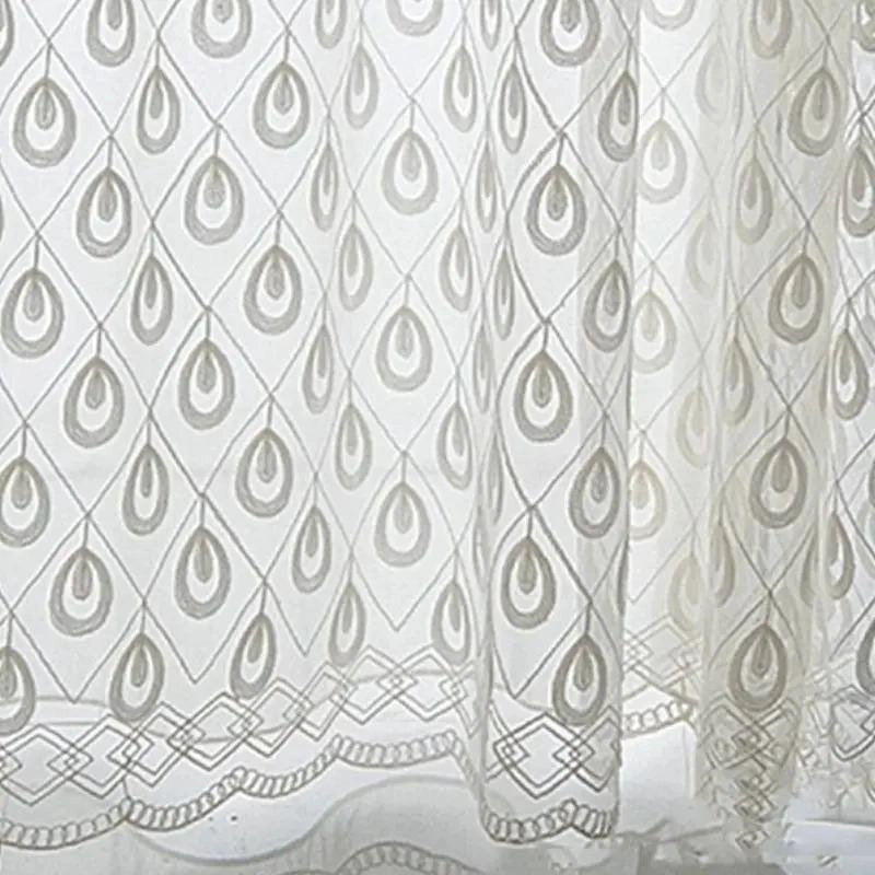 VISILLOS BLANCOS DE LINO CON BORDADO PARA VENTANAS - 3