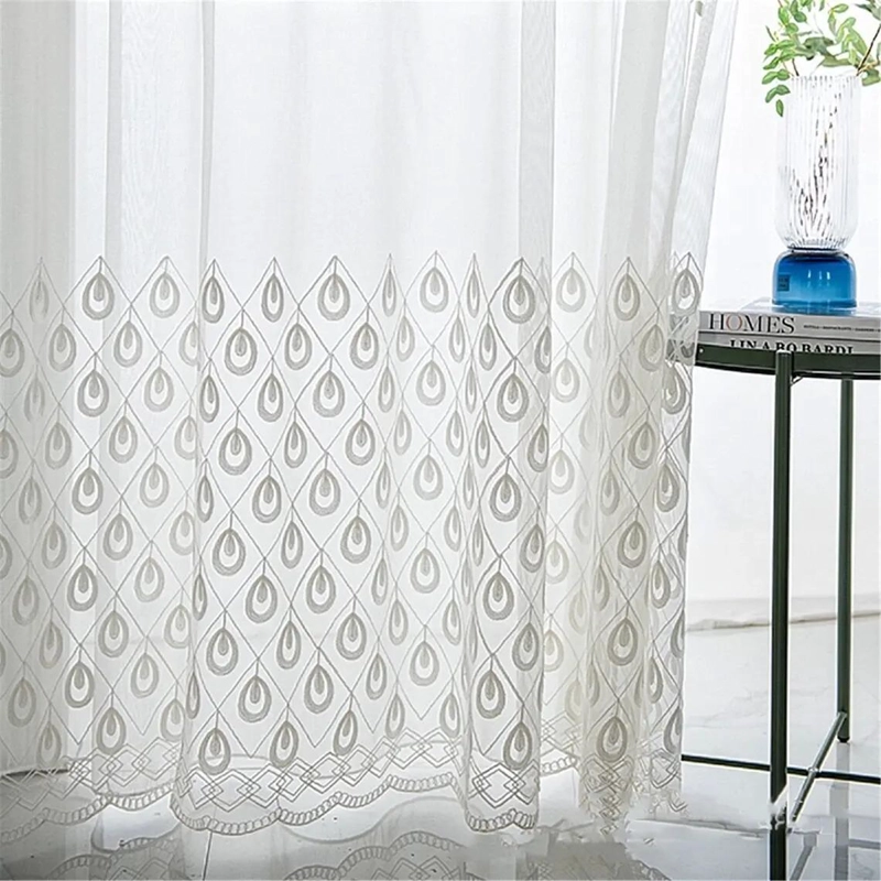VISILLOS BLANCOS DE LINO CON BORDADO PARA VENTANAS - 4