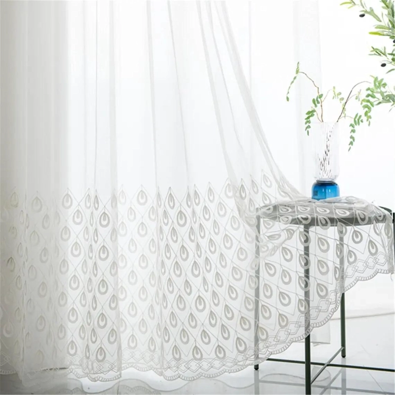 VISILLOS BLANCOS DE LINO CON BORDADO PARA VENTANAS - 5