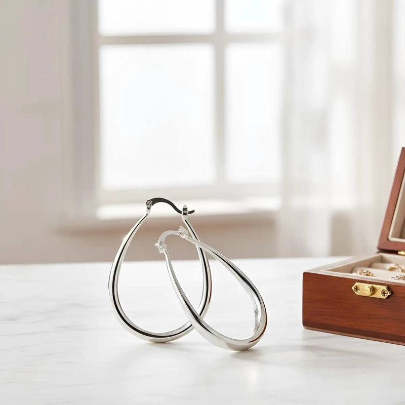 PENDIENTES ARO REDONDOS DE PLATA 925 PARA ESTILO ELEGANTE - 2