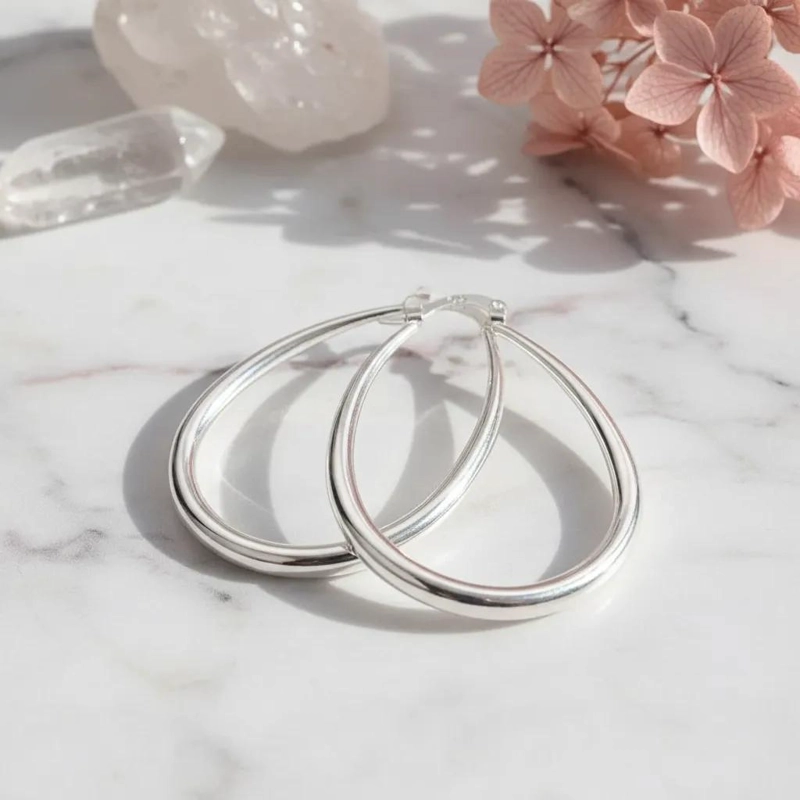 PENDIENTES ARO REDONDOS DE PLATA 925 PARA ESTILO ELEGANTE - 4