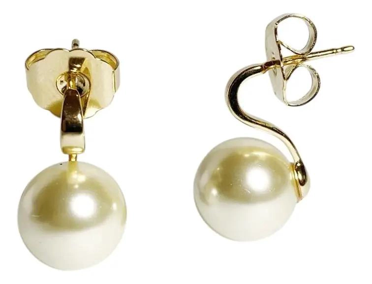 AROS DE BAÑO DE ORO 18K CON PERLA DE 12MM ELEGANTES - 3