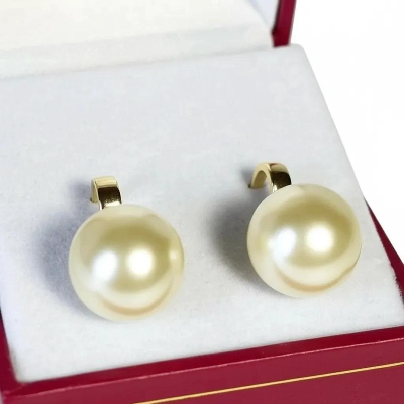 AROS DE BAÑO DE ORO 18K CON PERLA DE 12MM ELEGANTES - 6
