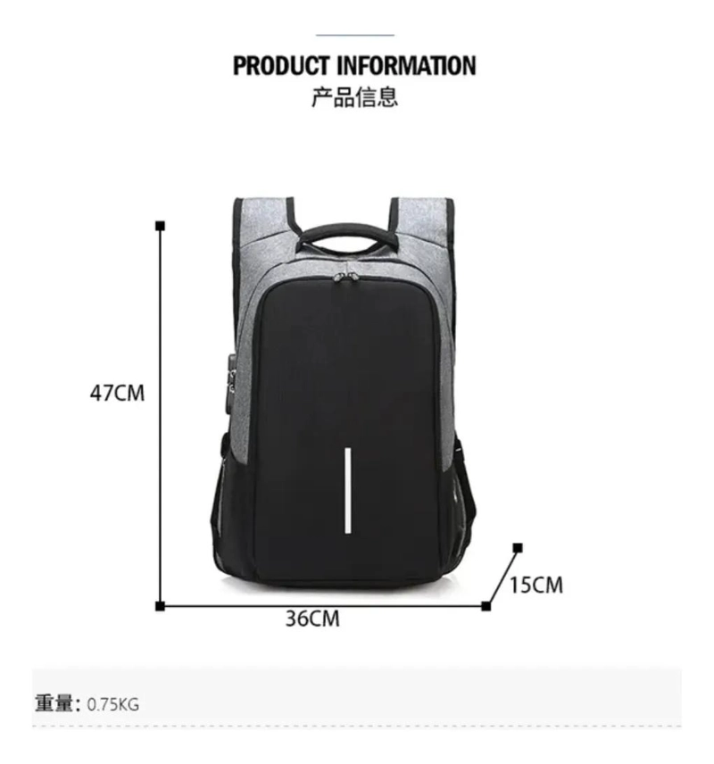 MOCHILA EJECUTIVA IMPERMEABLE CON PROTECCION ANTIRROBO - 10