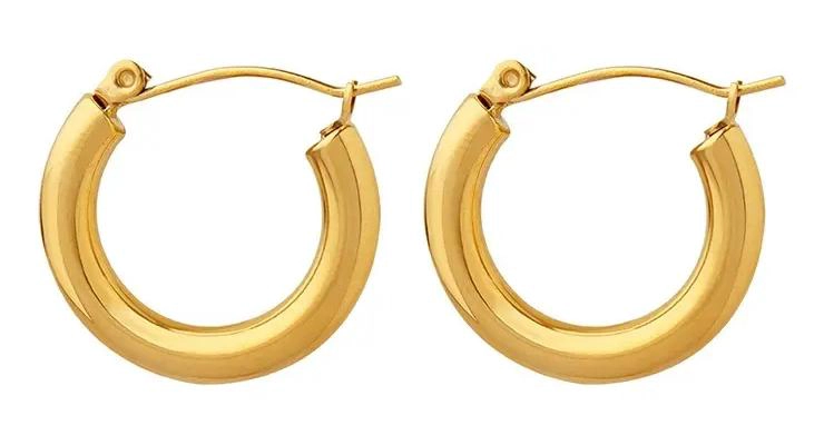 AROS BAÑADOS EN ORO 18K DISEÑO EXCLUSIVO TUBO REDONDO - 1