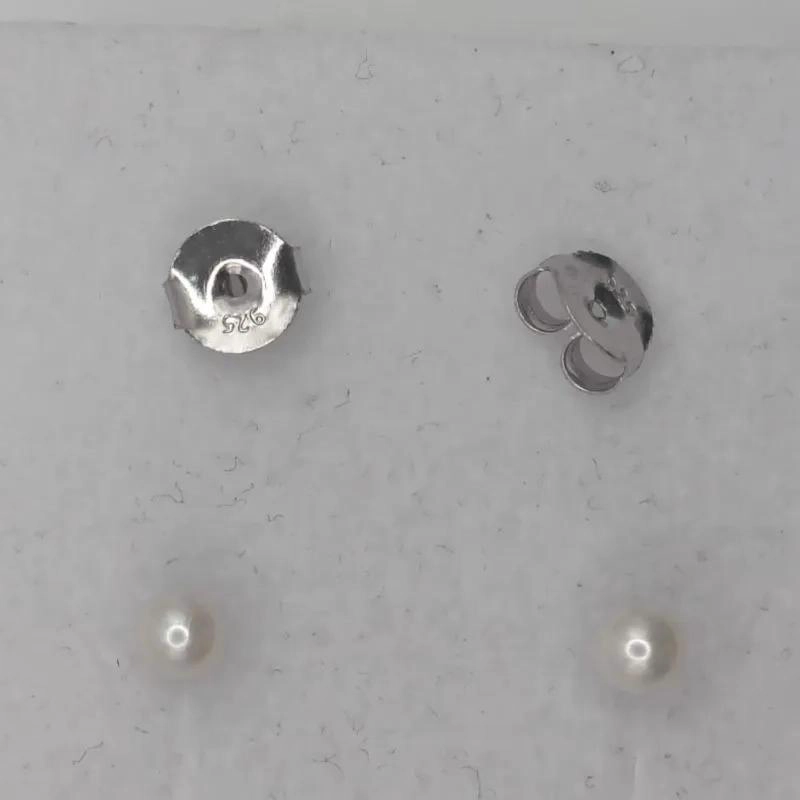 ARO DE PLATA RODINADA CON ESFERA DE PERLA NATURAL - 1