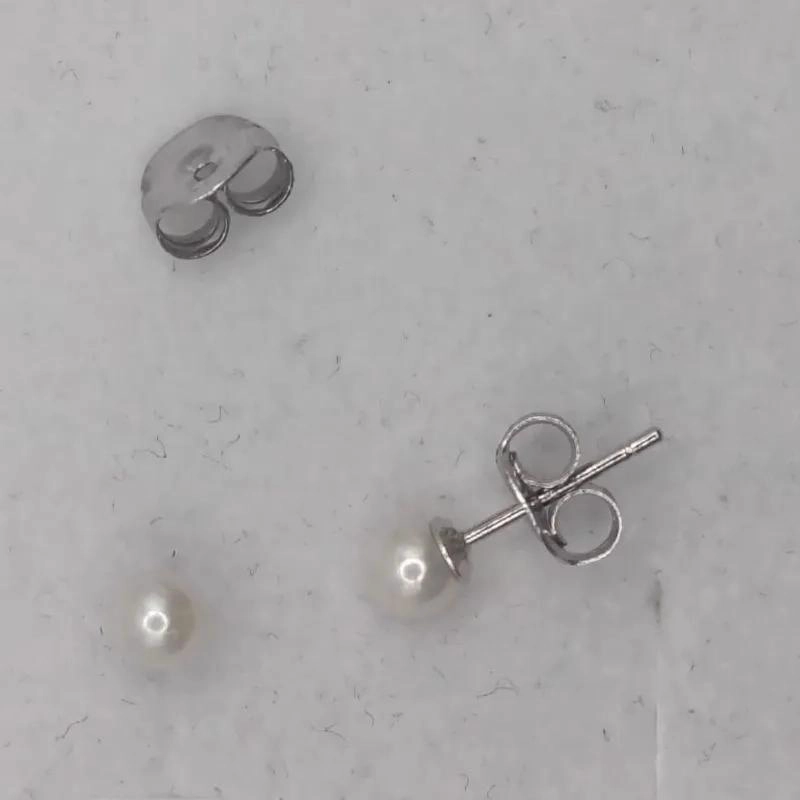 ARO DE PLATA RODINADA CON ESFERA DE PERLA NATURAL - 2