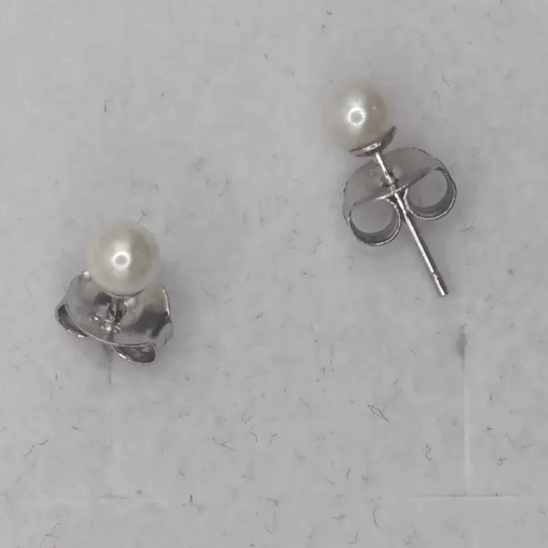 ARO DE PLATA RODINADA CON ESFERA DE PERLA NATURAL - 3
