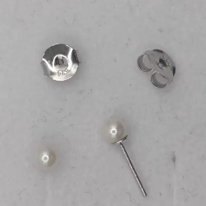 ARO DE PLATA RODINADA CON ESFERA DE PERLA NATURAL - 4