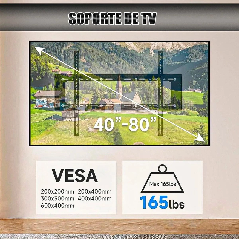 SOPORTE PARA TELEVISOR DE 40 A 85 PULGADAS CON INSTALACION RAPIDA - 5