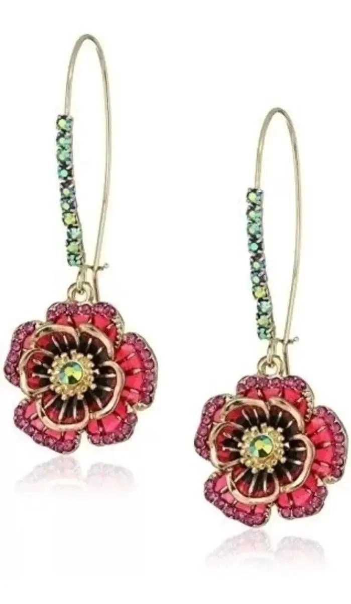 PENDIENTES AROS COLGANTE DISEÑO ELEGANTE EN COLOR ROSA - 1